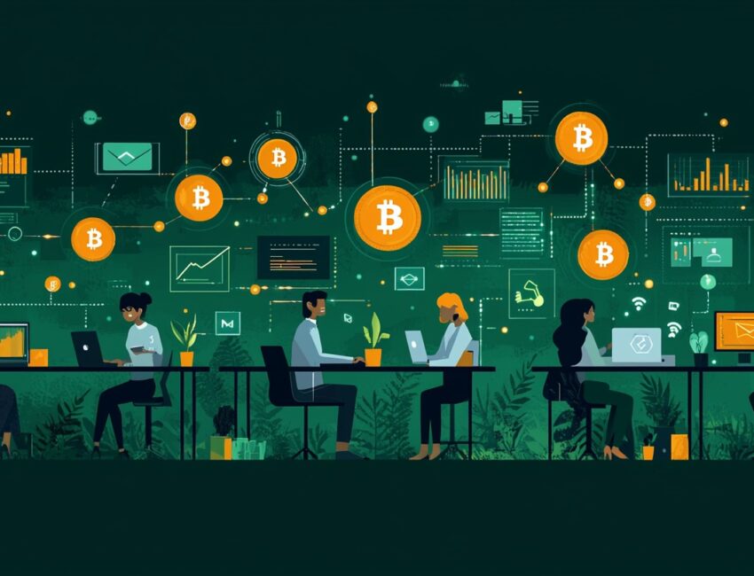Business team using cryptocurrency for payments