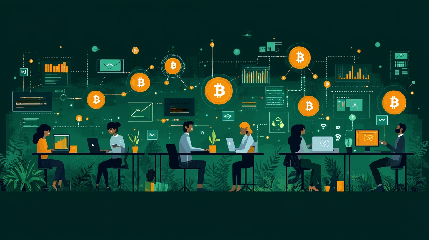 Business team using cryptocurrency for payments